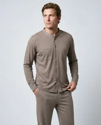 Chemise Coffee Latte Manches Longues en Coton / Lin — photo 2