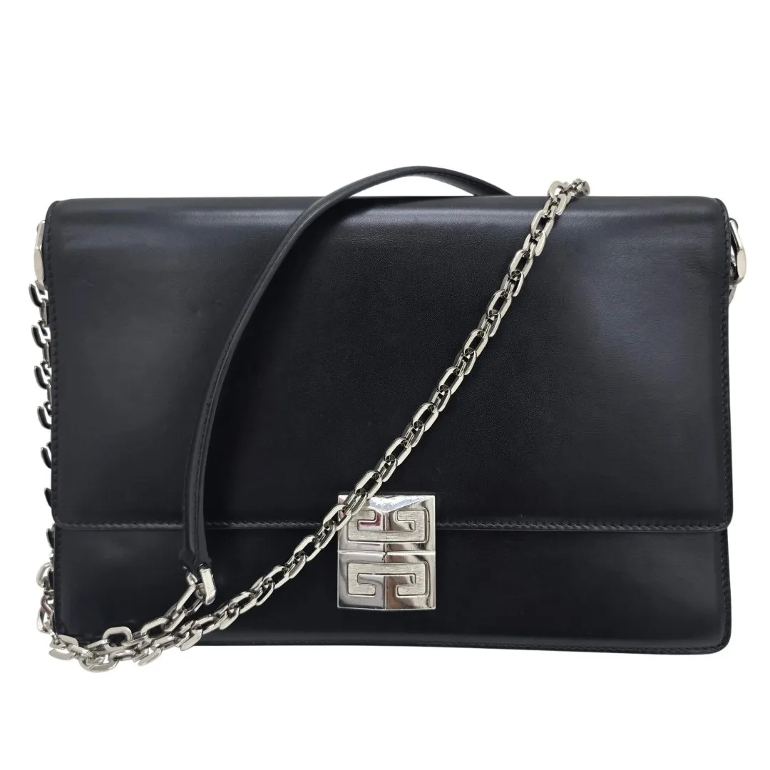 Sac 4g chain bag cuir lisse noir avec bandouliere