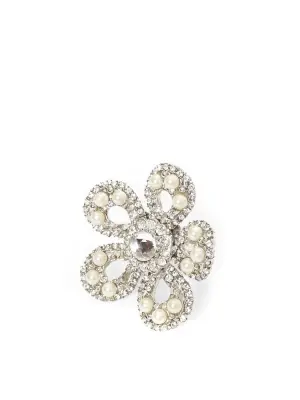 Bague oversized fleur argent et cristal Prix boutique 295€ — photo 5