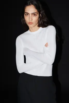 Top en coton pima - Blanc — photo 2