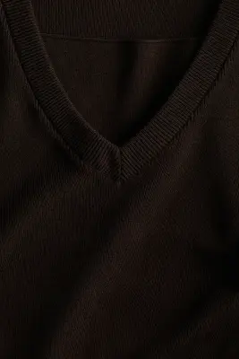 Pull à encolure en V - Marron foncé — photo 4