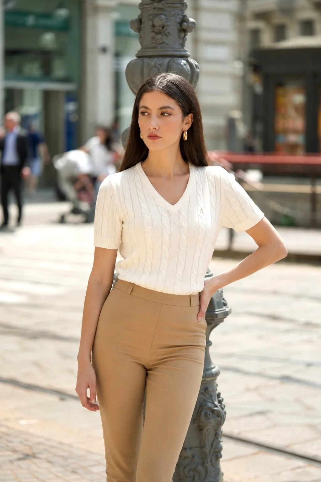 Talina Cable Knit Top - Cream