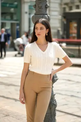 Talina Cable Knit Top - Cream — photo 1