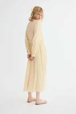 Robe en coton avec dentelle - Jaune clair — photo 3