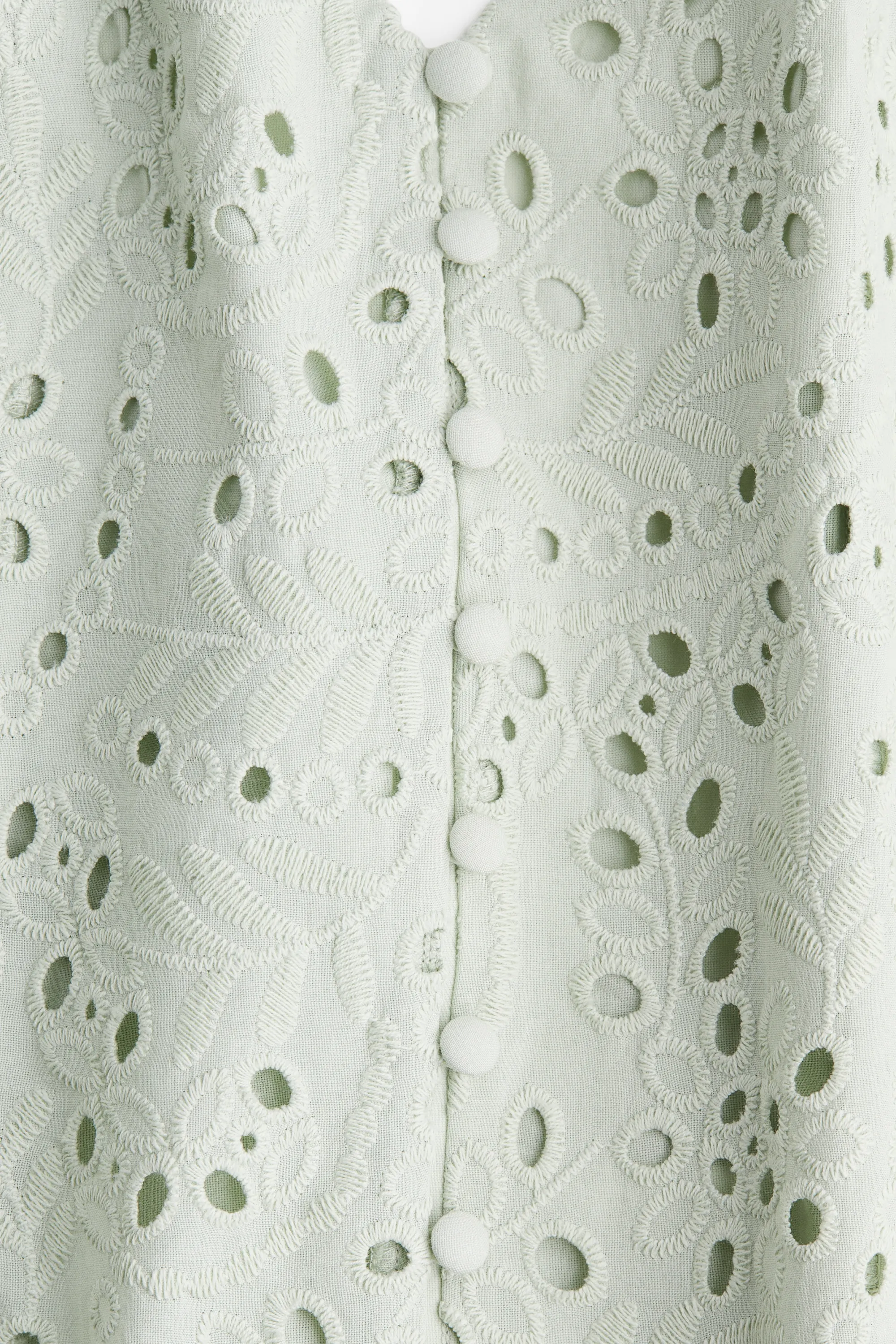 Robe à bretelles fines avec broderie anglaise - Vert clair