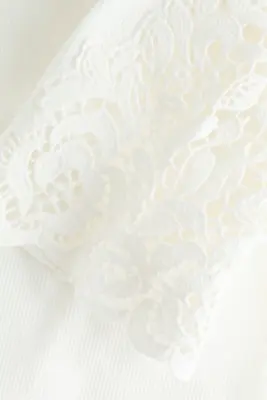 Top côtelé avec dentelle - Blanc — photo 3