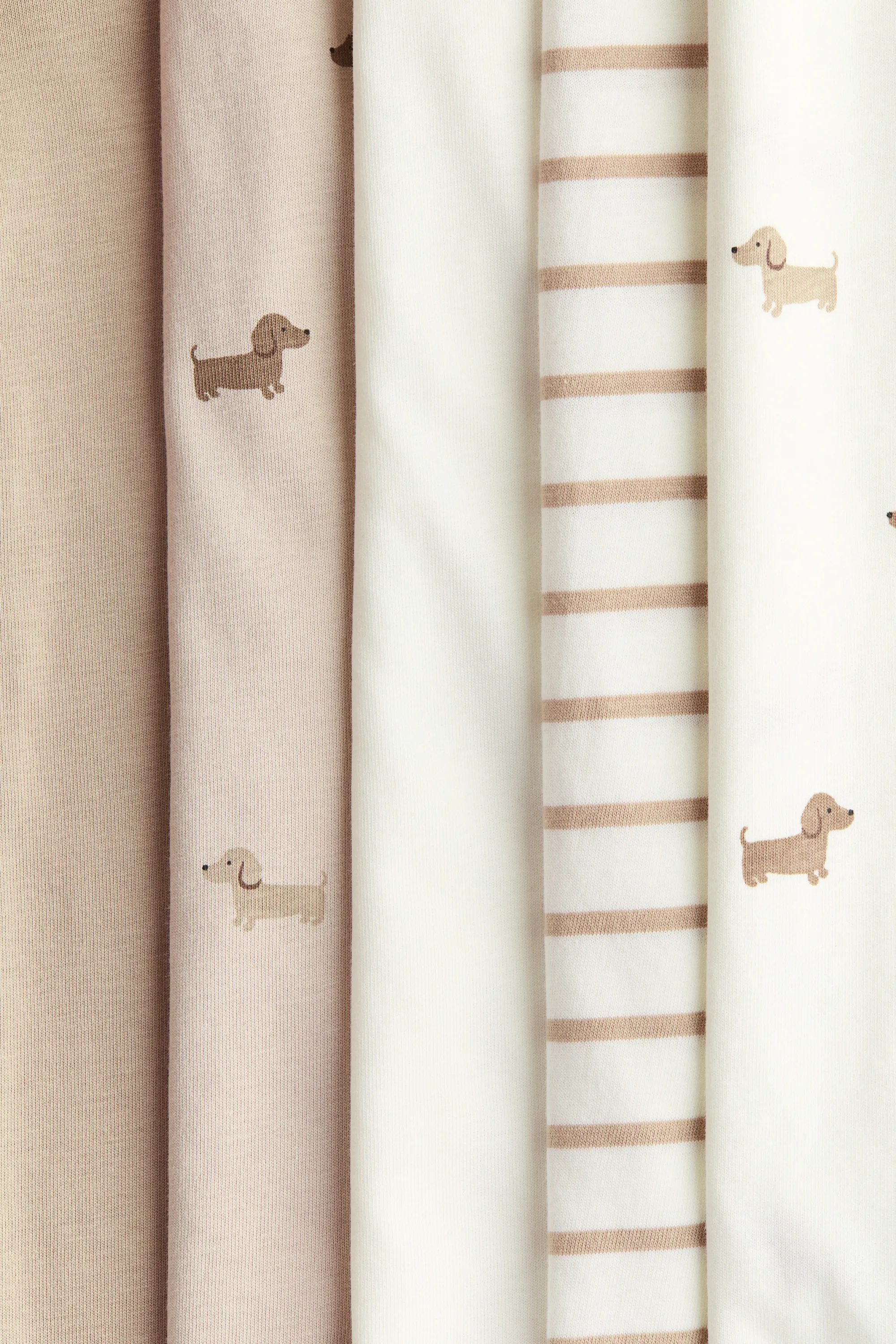 5-pack cotton sleepsuits - Beige/chiens