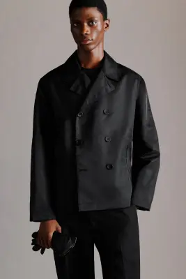 VESTE TRENCH-COAT COURTE EN NYLON TECHNIQUE - BRUN FONCÉ — photo 5