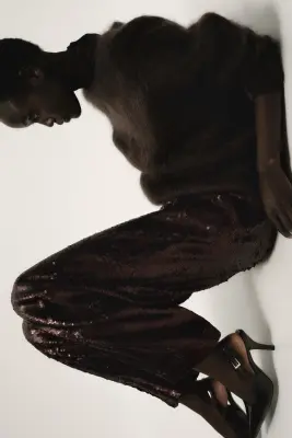 Pantalon à sequins - Marron foncé — photo 4