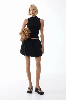 Top à col cheminée en viscose - Noir — photo 2