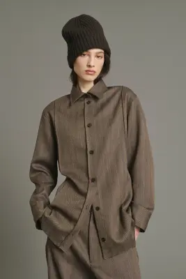 CHEMISE LISBONNE MARRON/PARME — photo 1