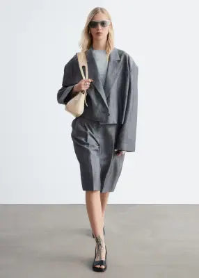 Blazer court oversize - Gris chiné — photo 1