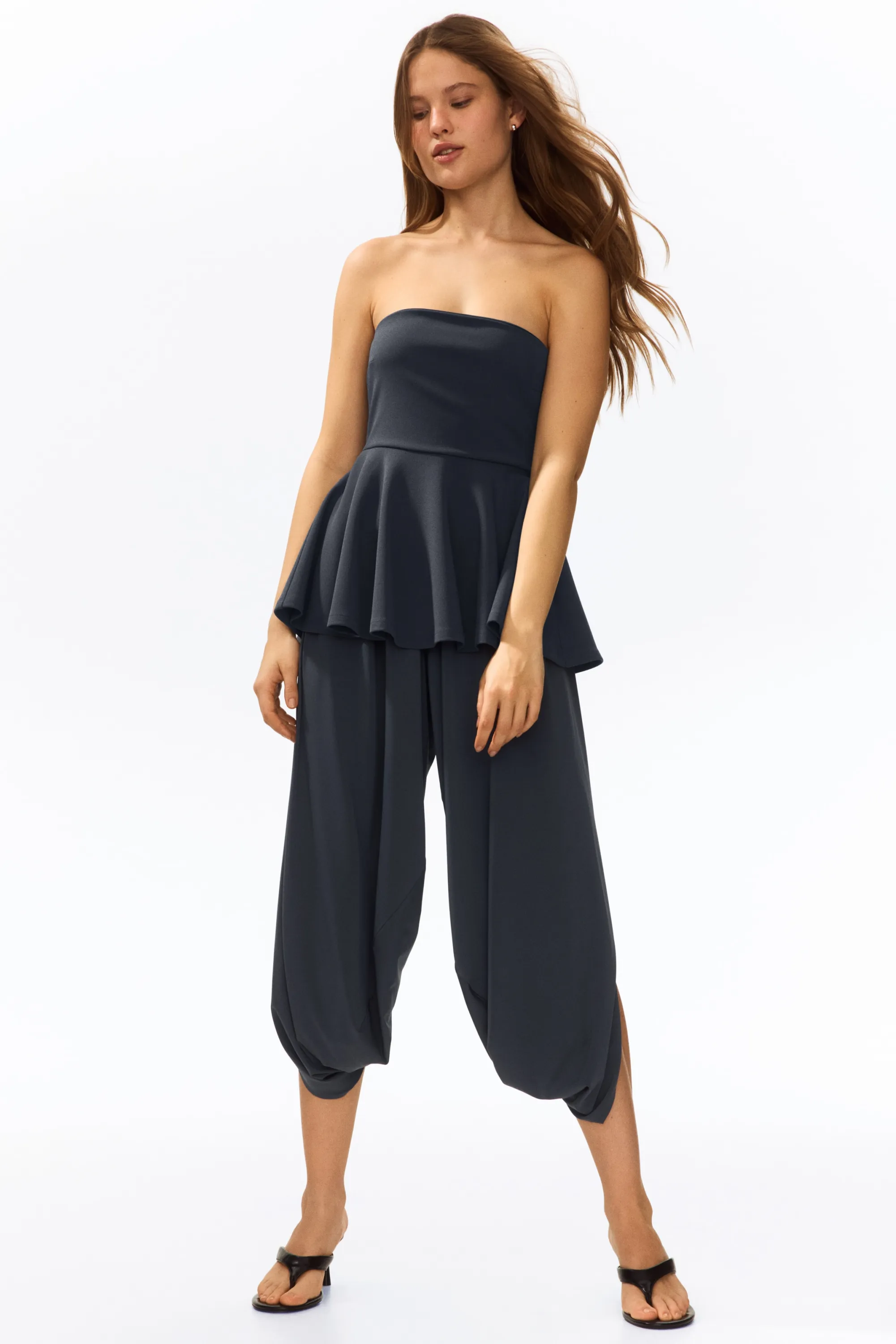 Pantalon ballon avec détails croisés - Gris foncé