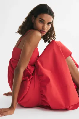 Robe à étages avec détail à nouer - Rouge — photo 3