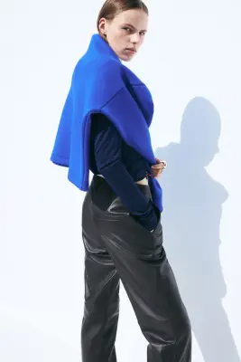Pantalon chic en cuir - Marron foncé — photo 3