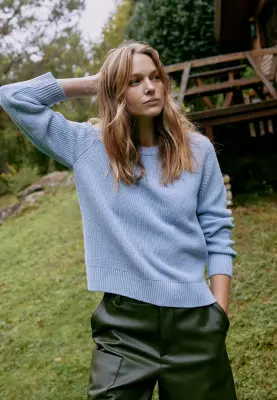 Le pull en coton - Bleu clair