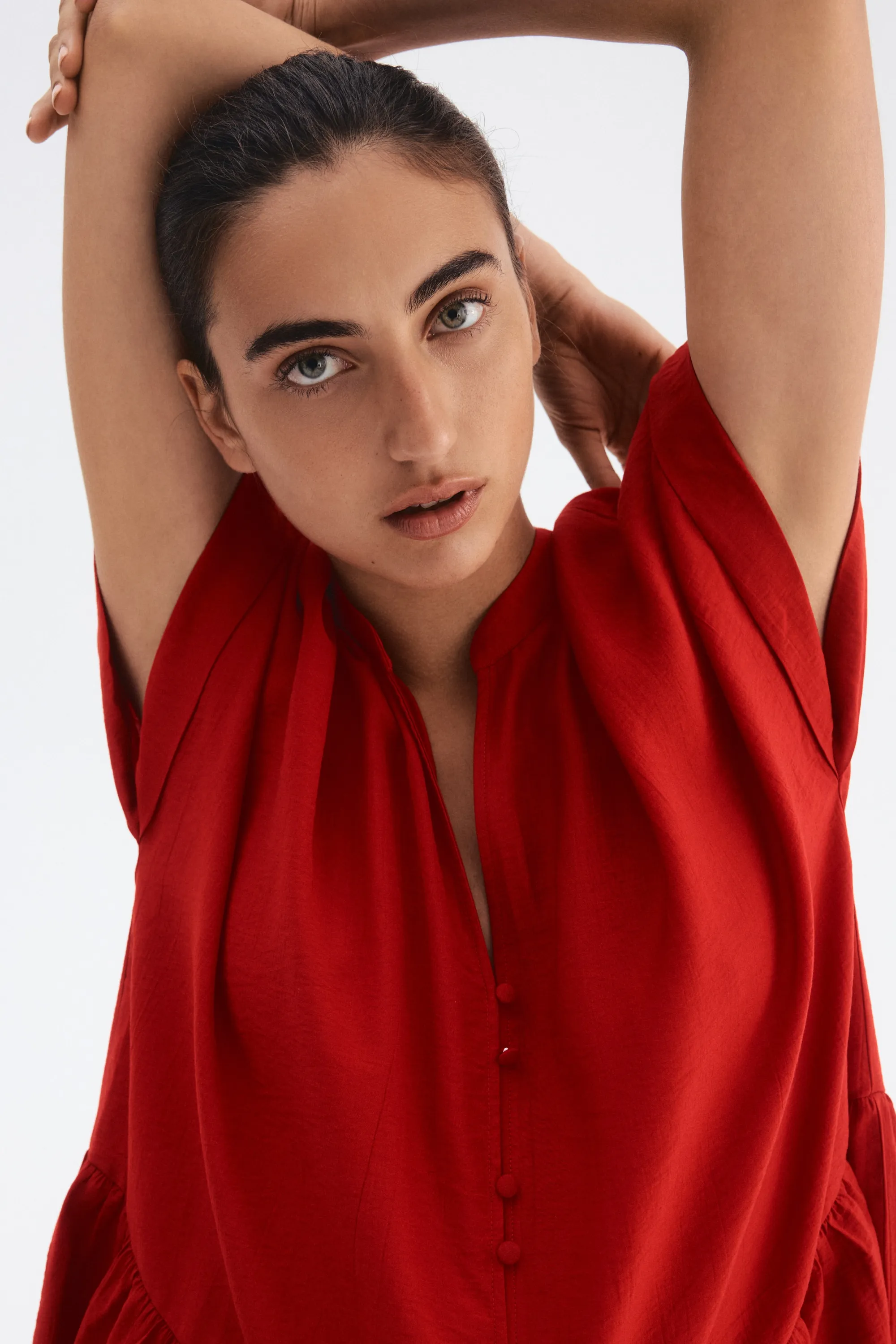 Robe tunique froissée - Rouge vif