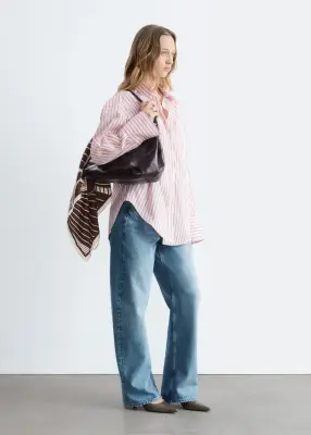Chemise en coton - Rose/Rayures rouges — photo 3