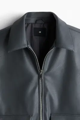 Veste Regular Fit en tissu enduit - Gris foncé — photo 1