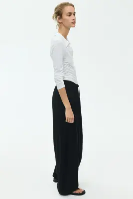 Pantalon à cordon avec jambes ballon - Noir — photo 3