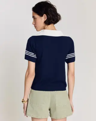 Polo Milan bleu marine et blanc — photo 5