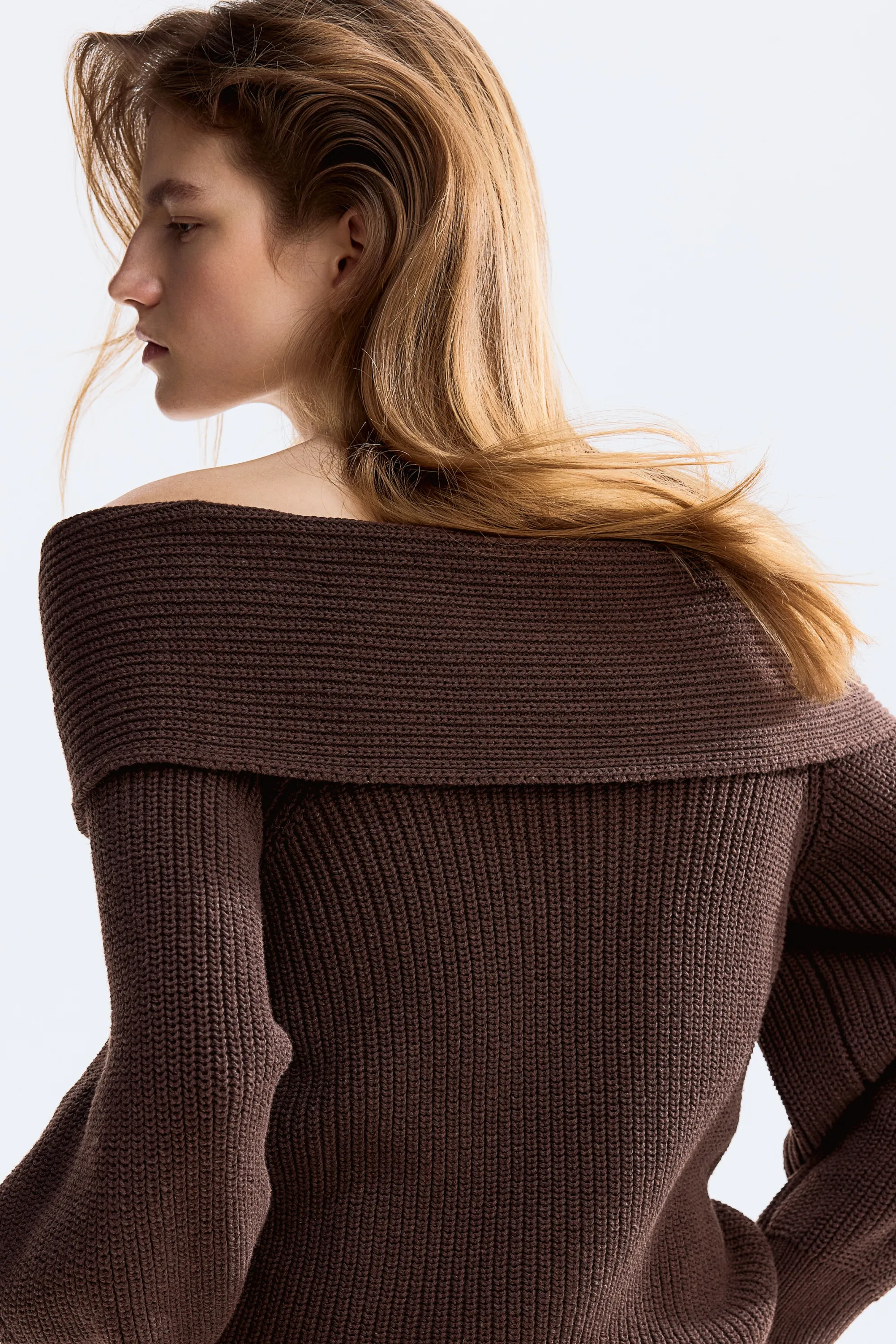 Pull épaules nues - Marron foncé