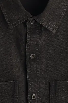 Chemise Relaxed Fit en toile de coton - Noir — photo 4