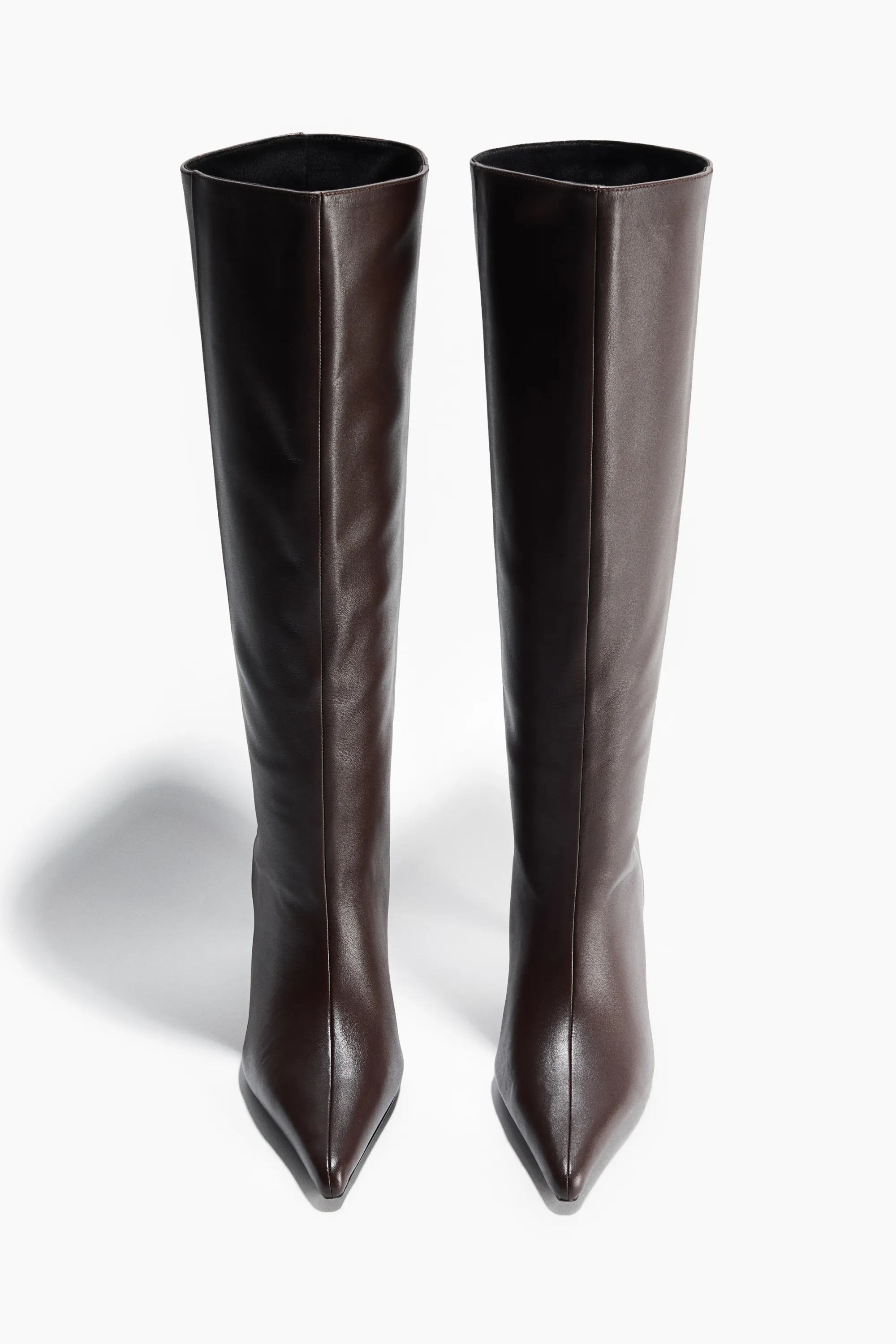 Bottes en cuir de hauteur genou - Marron foncé