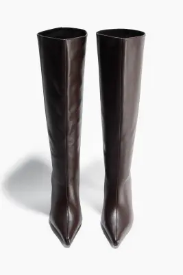 Bottes en cuir de hauteur genou - Marron foncé — photo 1