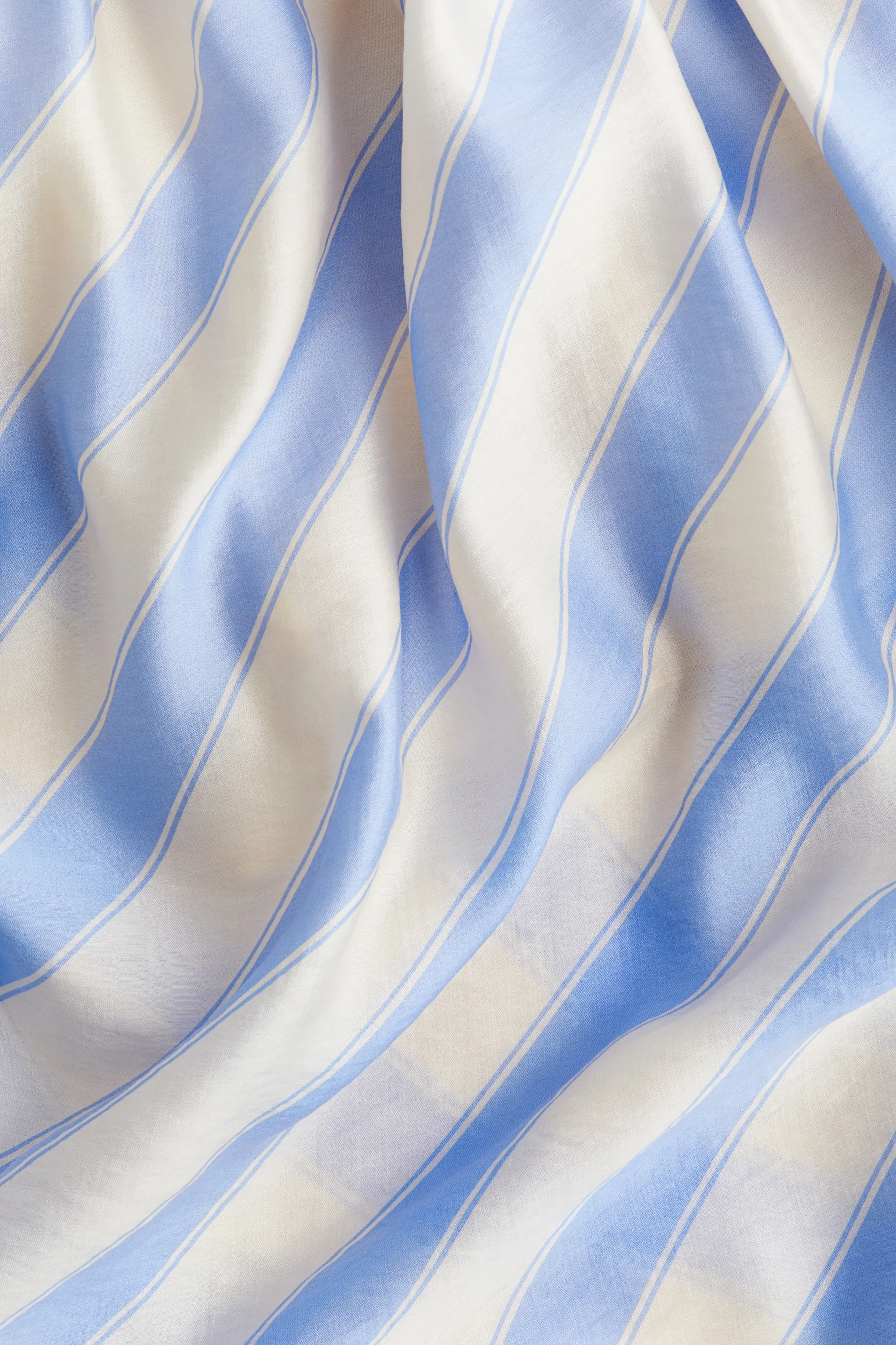 Jupe drapée en lyocell mélangé - Blanc/rayures bleu clair