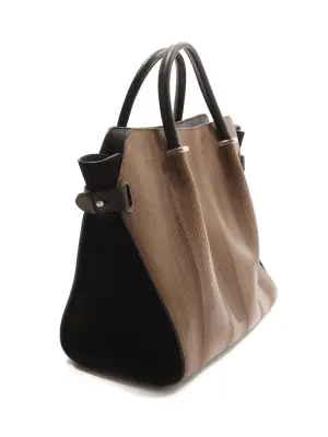 Sac à main MARCHE Tote en suède noir et cuir de serpent marron avec bandoulière Prix boutique 2880€ — photo 5