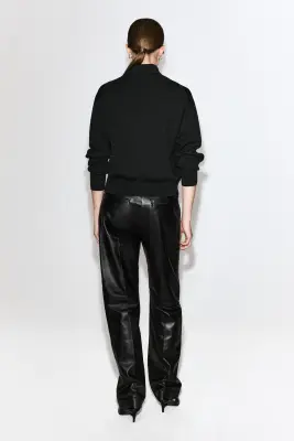 CARDIGAN À COL CHEMINÉE EN LAINE MÉRINOS - NOIR — photo 5