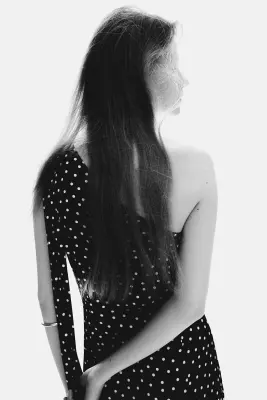Robe à écharpe en satin - Noir/pois — photo 3