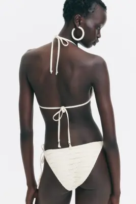 Bas de maillot Tanga à nouer - Crème — photo 2