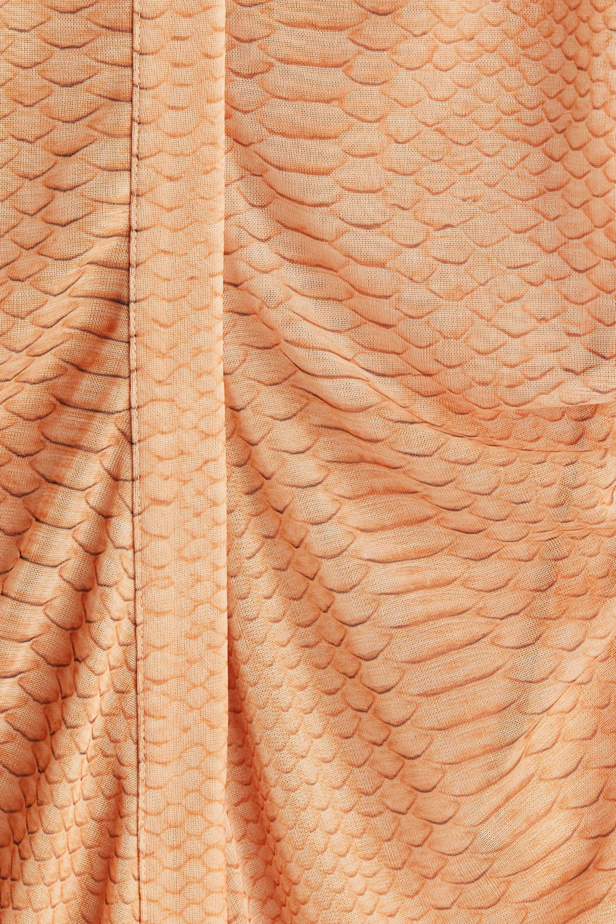 Chemise en mesh à effet ruché - Beige/motif peau de serpent