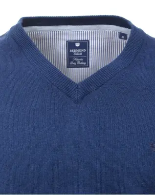REDMOND PULL COL V COTON Bleu ciel — photo 4