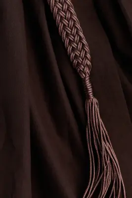 Robe en coton avec ceinture - Marron foncé — photo 2