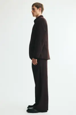 Pantalon de costume Loose Fit en laine mélangée - Marron foncé — photo 4
