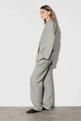 BLAZER STRUCTURÉ EN MÉLANGE DE LAINE - TAUPE CHINÉ — photo 2