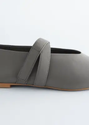 Ballerines en cuir à brides croisées - Cuir gris — photo 2
