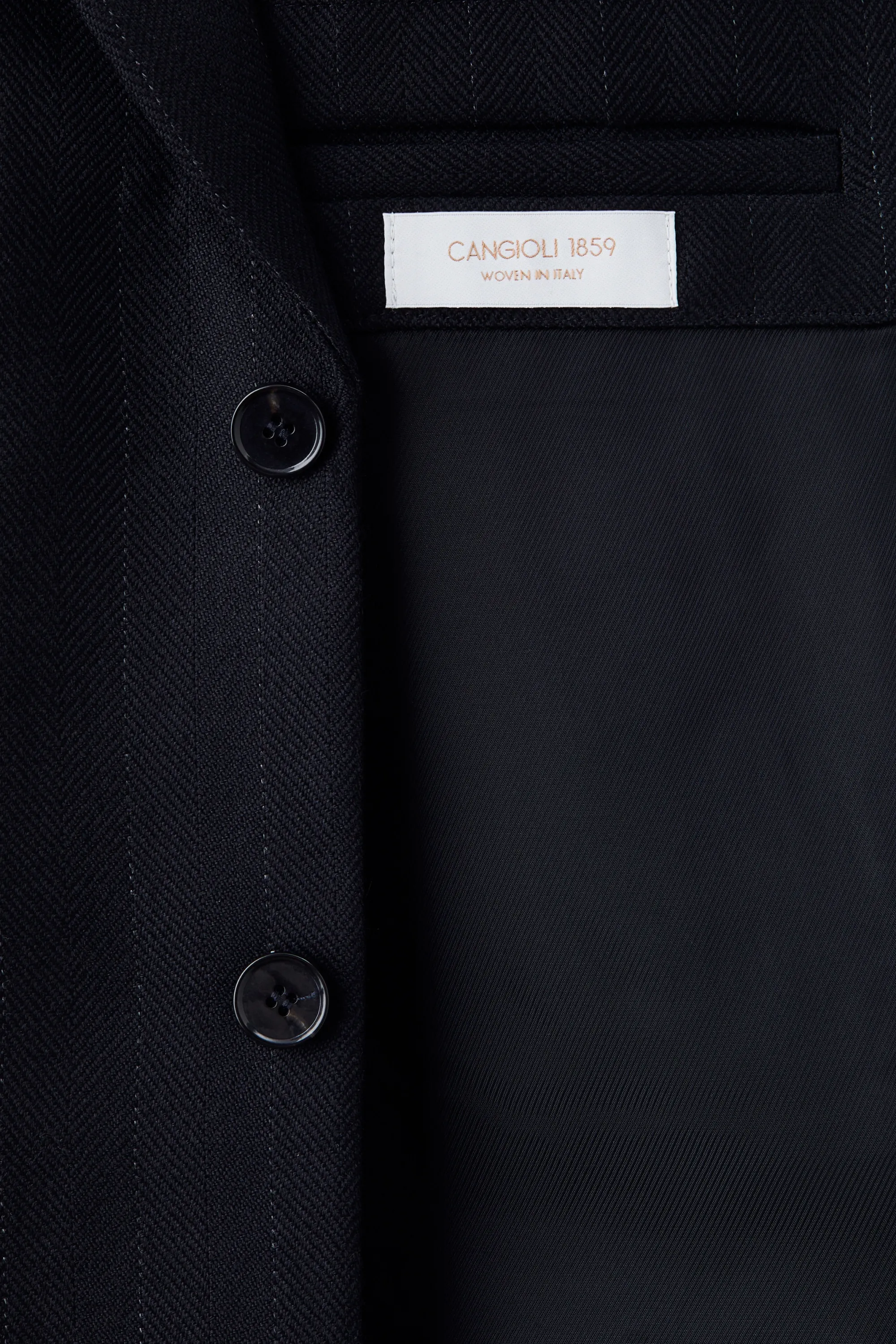 Longue veste à fermeture droite en laine - Noir