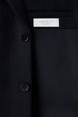 Longue veste à fermeture droite en laine - Noir — photo 1