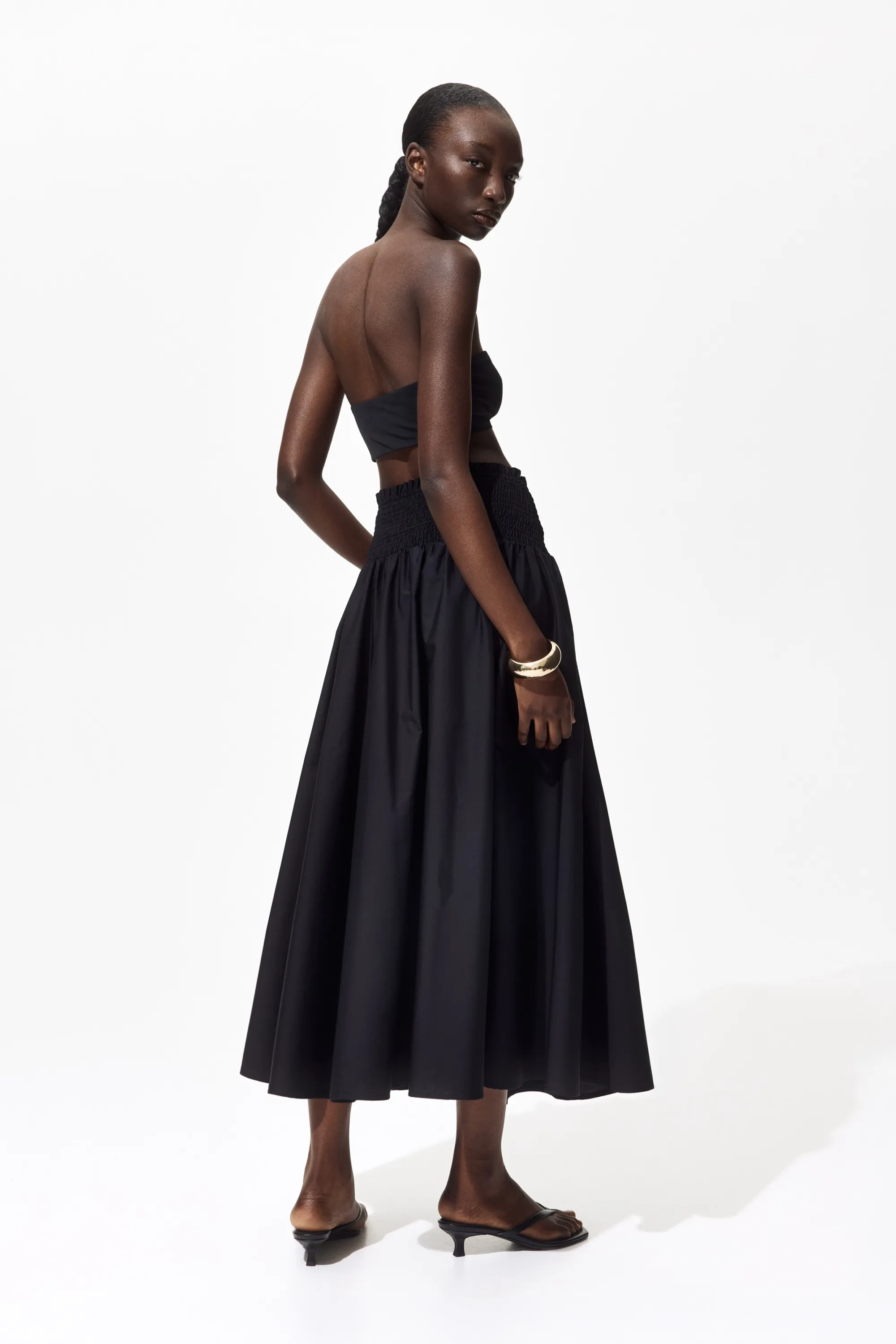 Jupe à taille smockée - Noir
