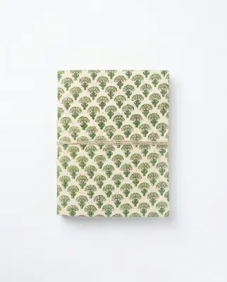 Carnet Indira - Motif Fleur de Coton Vert – Mamamushi Studio — photo 3