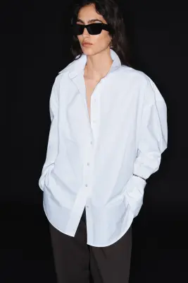 Chemise oversize en coton - Blanc — photo 2