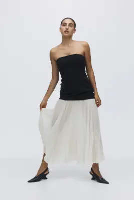Robe bandeau plissée - Noir/blanc — photo 1