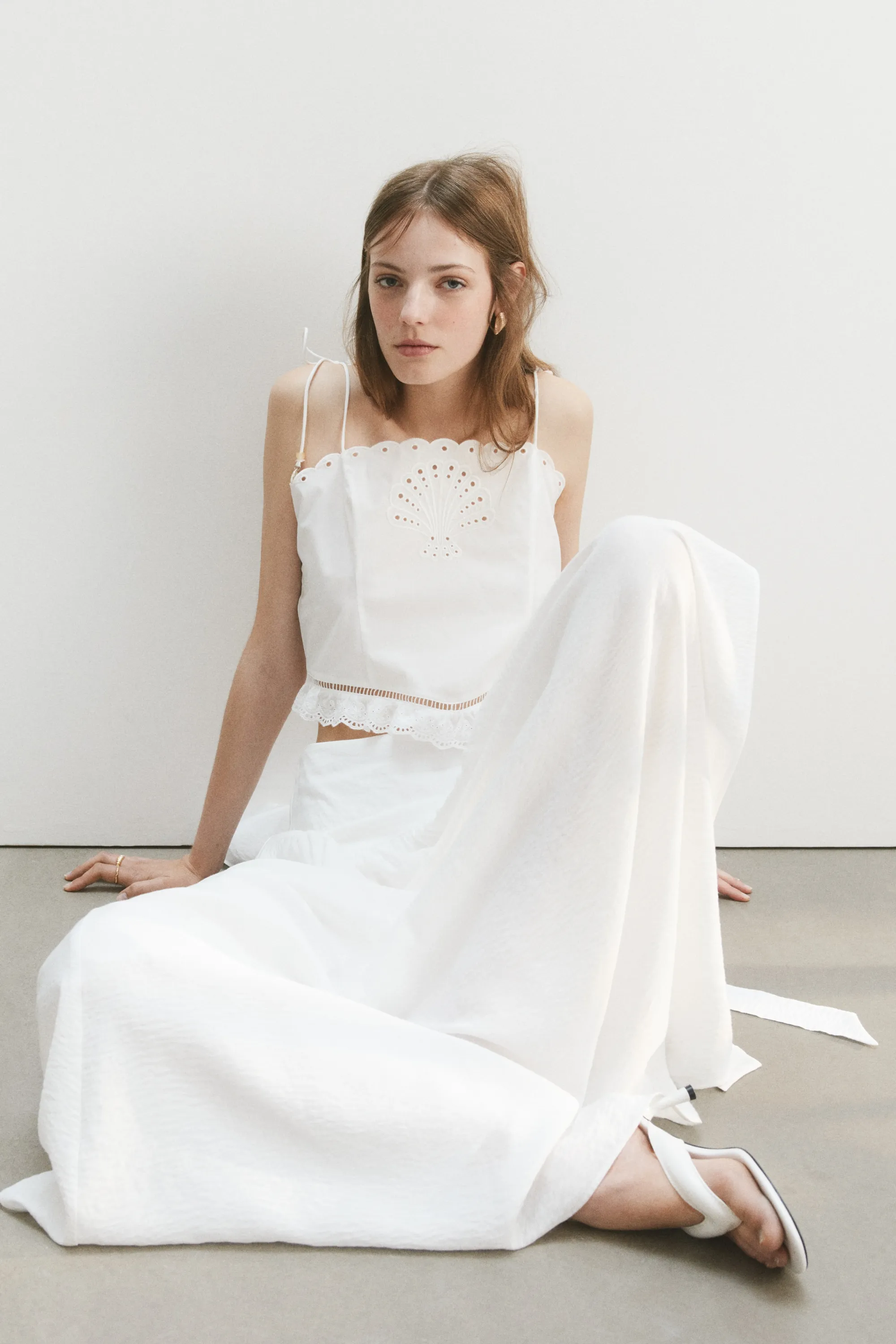 Jupe maxi avec détail à nouer - Blanc