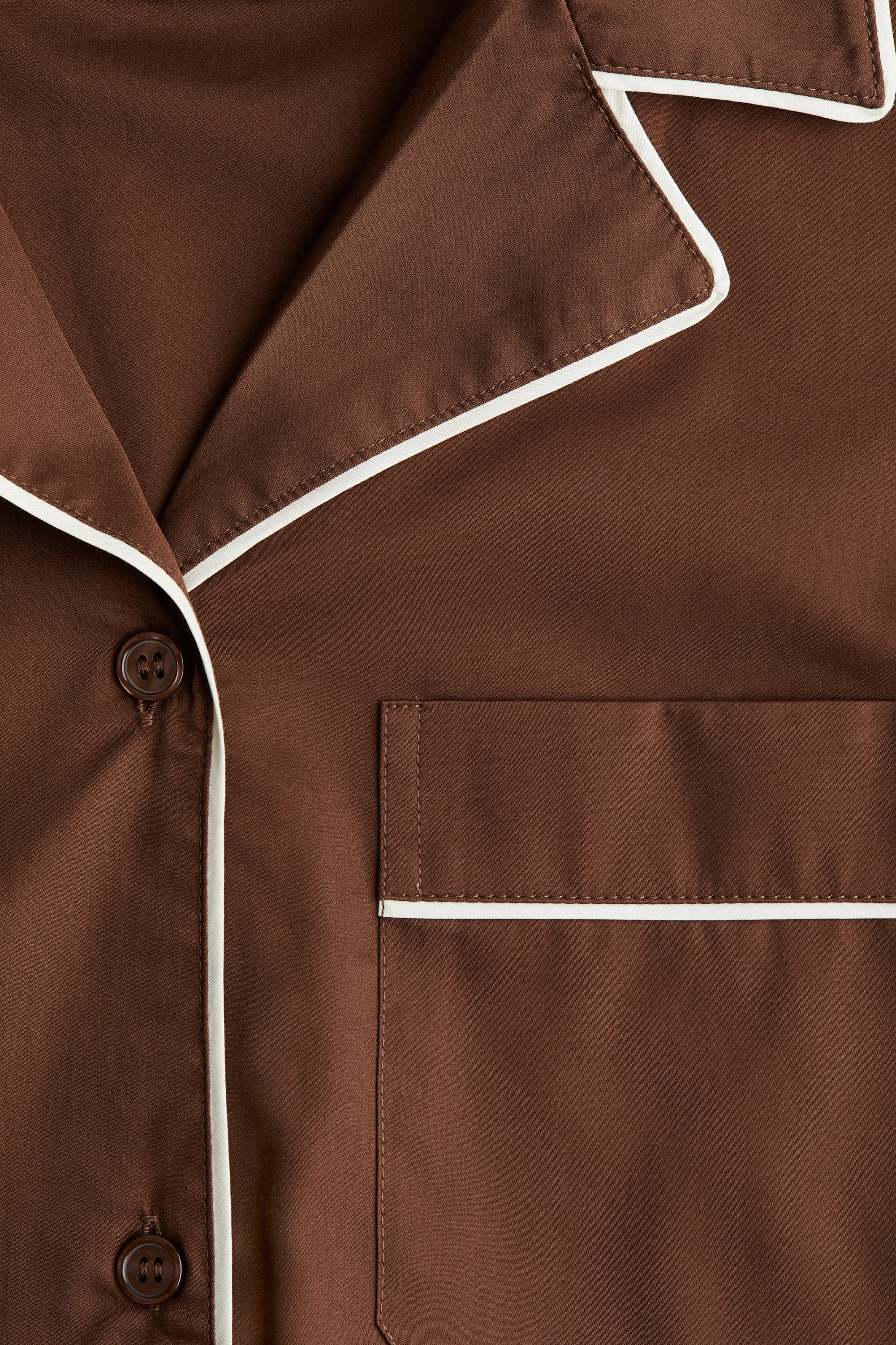 Chemise en coton avec col cubain - Marron