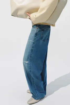 Barrel Regular Waist Ankle Jeans - Bleu denim — photo 3