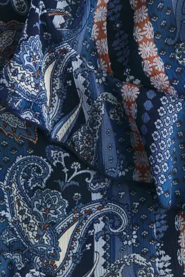 Top volanté à bretelles fines - Bleu foncé/motif cachemire — photo 5